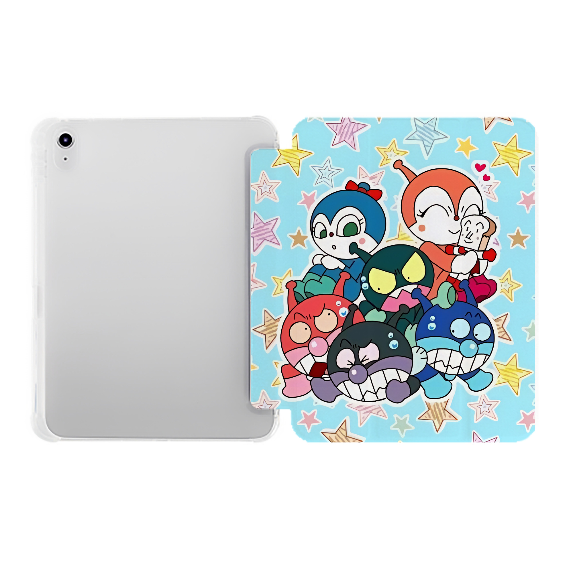（画像用） アンパンマン Anpanman IPad ケース ペン収納付き 三つ折りスタンド PUレザー×シリコン 対応機種9.5/10.5/10.9インチ